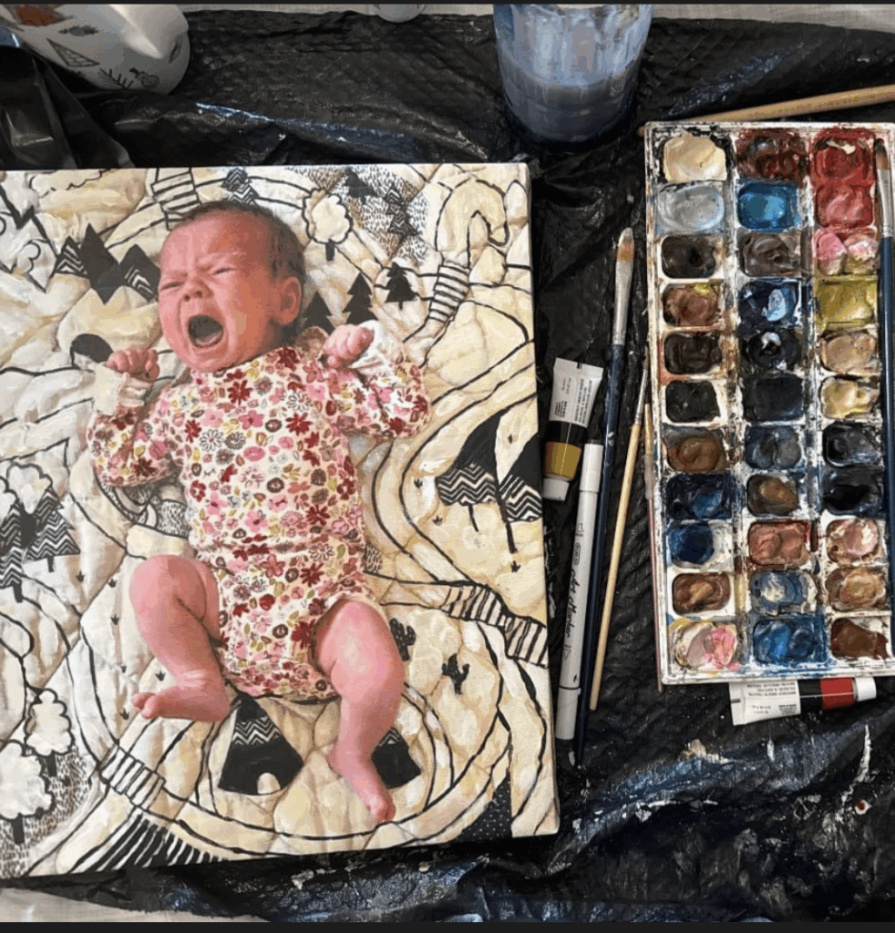 An 11” x 14” watercolor on canvas by artist Maryanne Chisholm